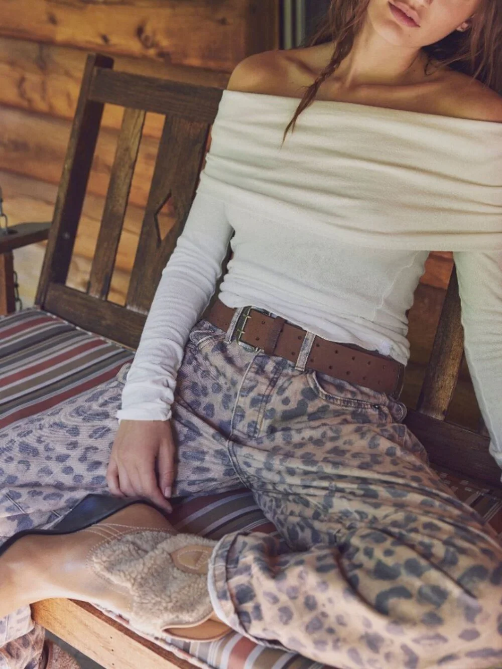 🆕 FREE PEOPLE We The Free Double Cross Belt / Cognac